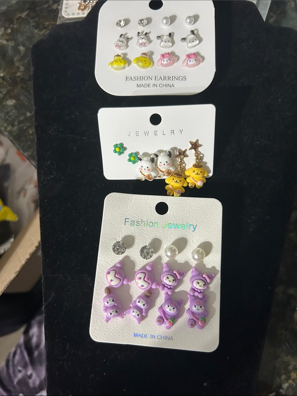 Fashion Jewelry Purple Animal & Flower Kids Earring Set